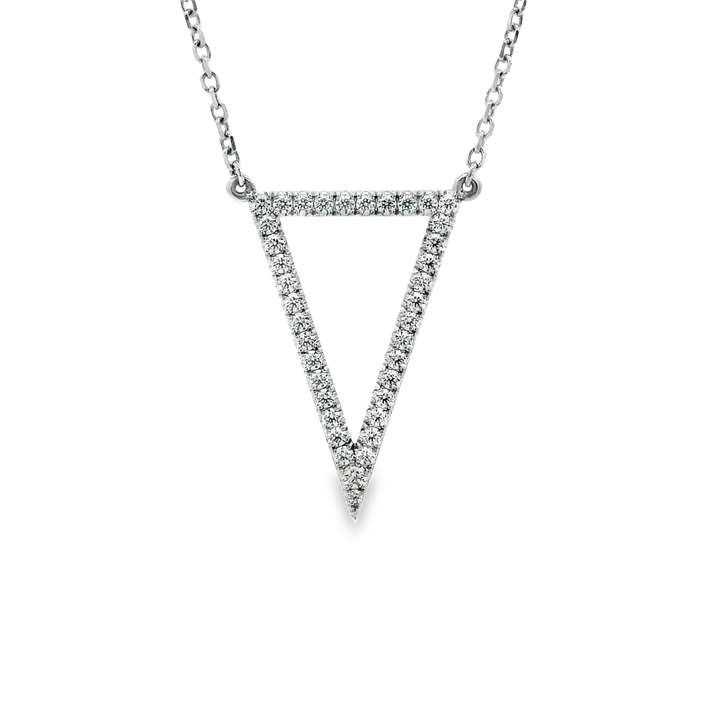 14K White Gold Natural Diamond Triangle Pendant – 0.56ctw