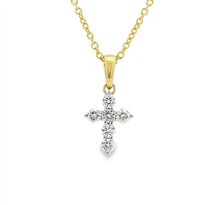 14K Yellow Gold Natural Diamond Cross Pendant – 0.44ctw