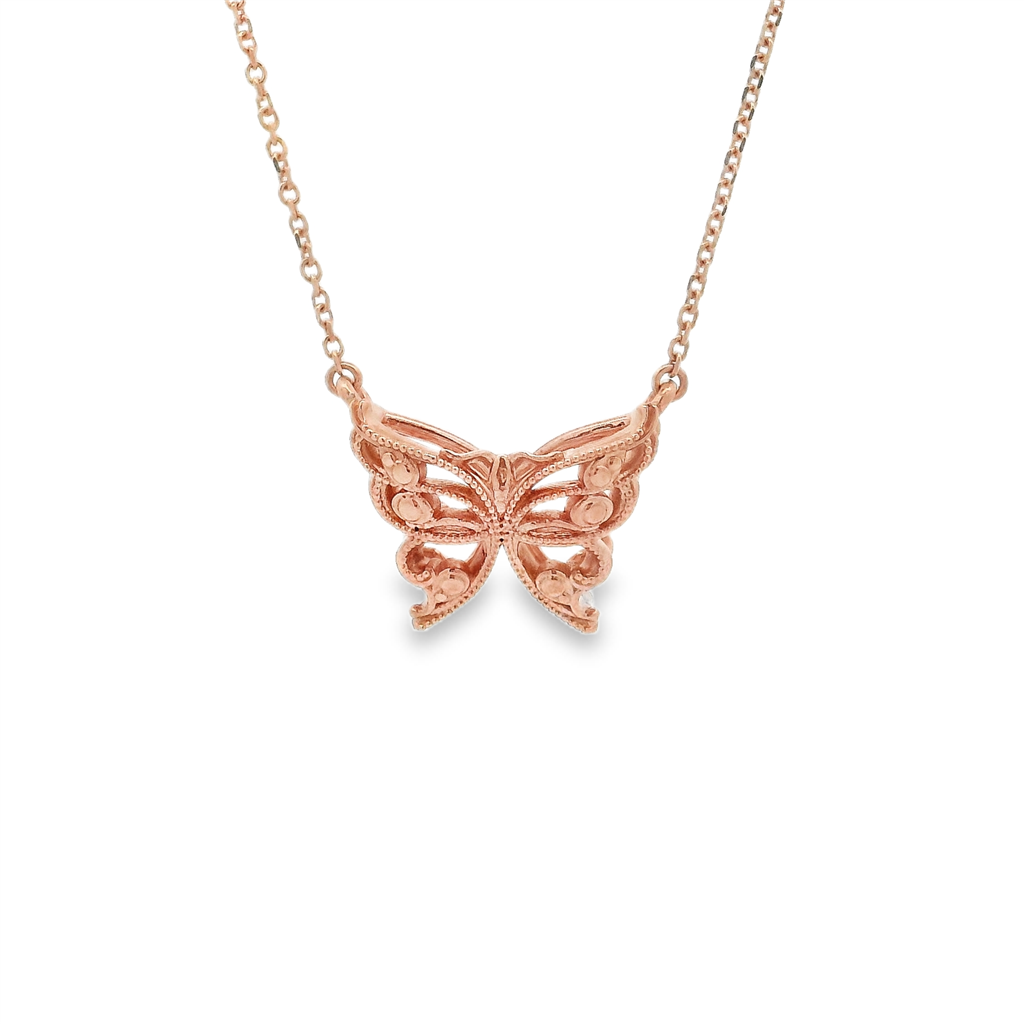 14K Rose Gold Tiny Butterfly Necklace