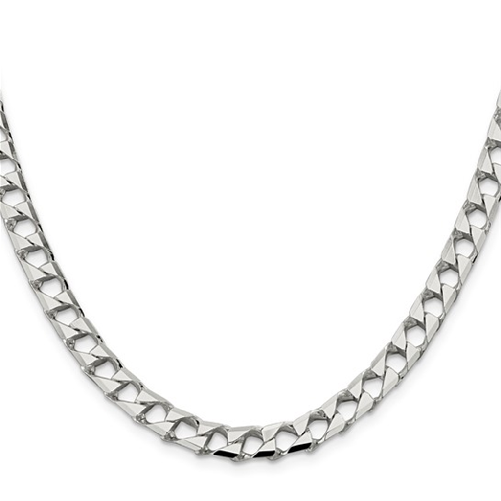Sterling Silver Polished Curb Chain 6.75mm Wide 26"