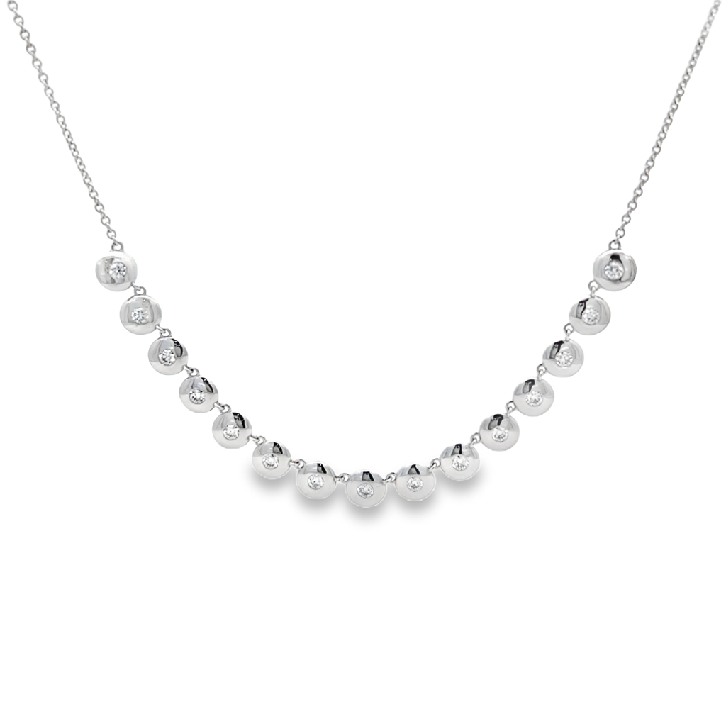 14K White Gold Heavy Bezel Natural Diamond Necklace – 18"