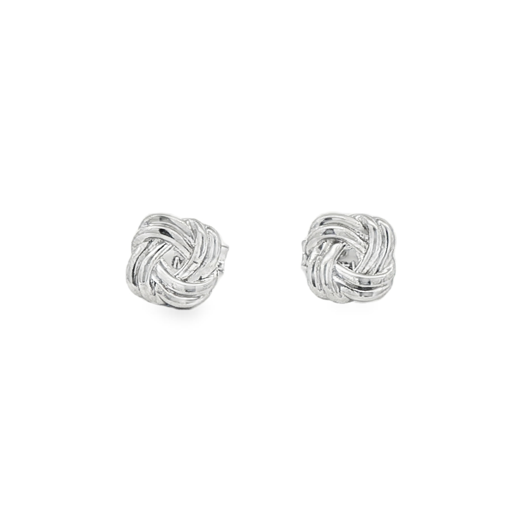 14K White Gold Love Knot Stud Earrings – 1.9g
