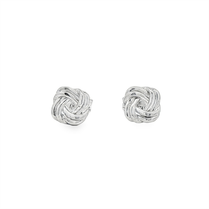 14K White Gold Love Knot Stud Earrings – 1.9g