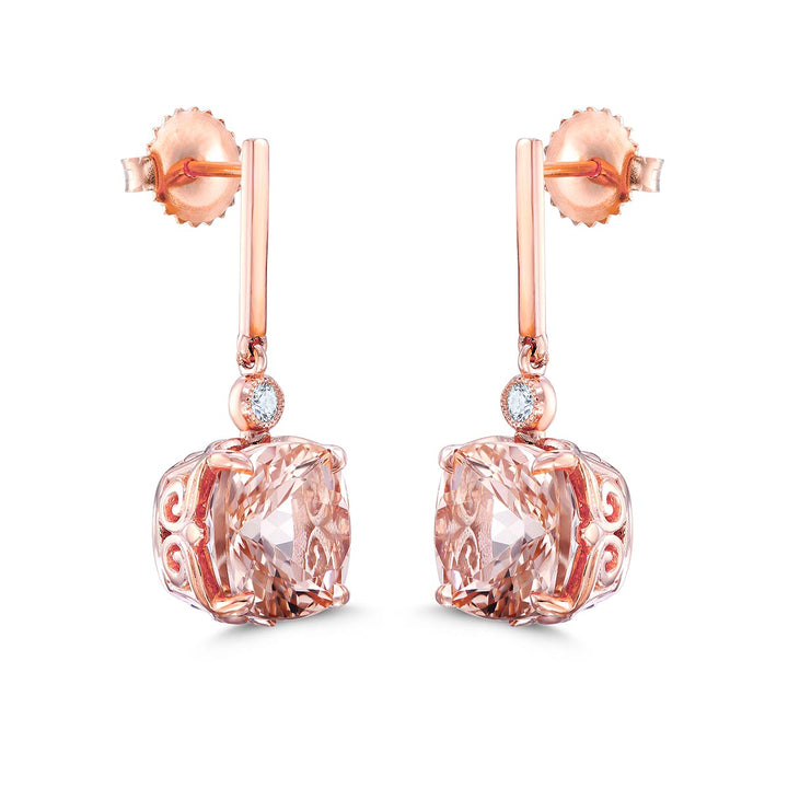 14k Rose Gold Earrings - Featuring 3.19ctw Morganites With Diamonds