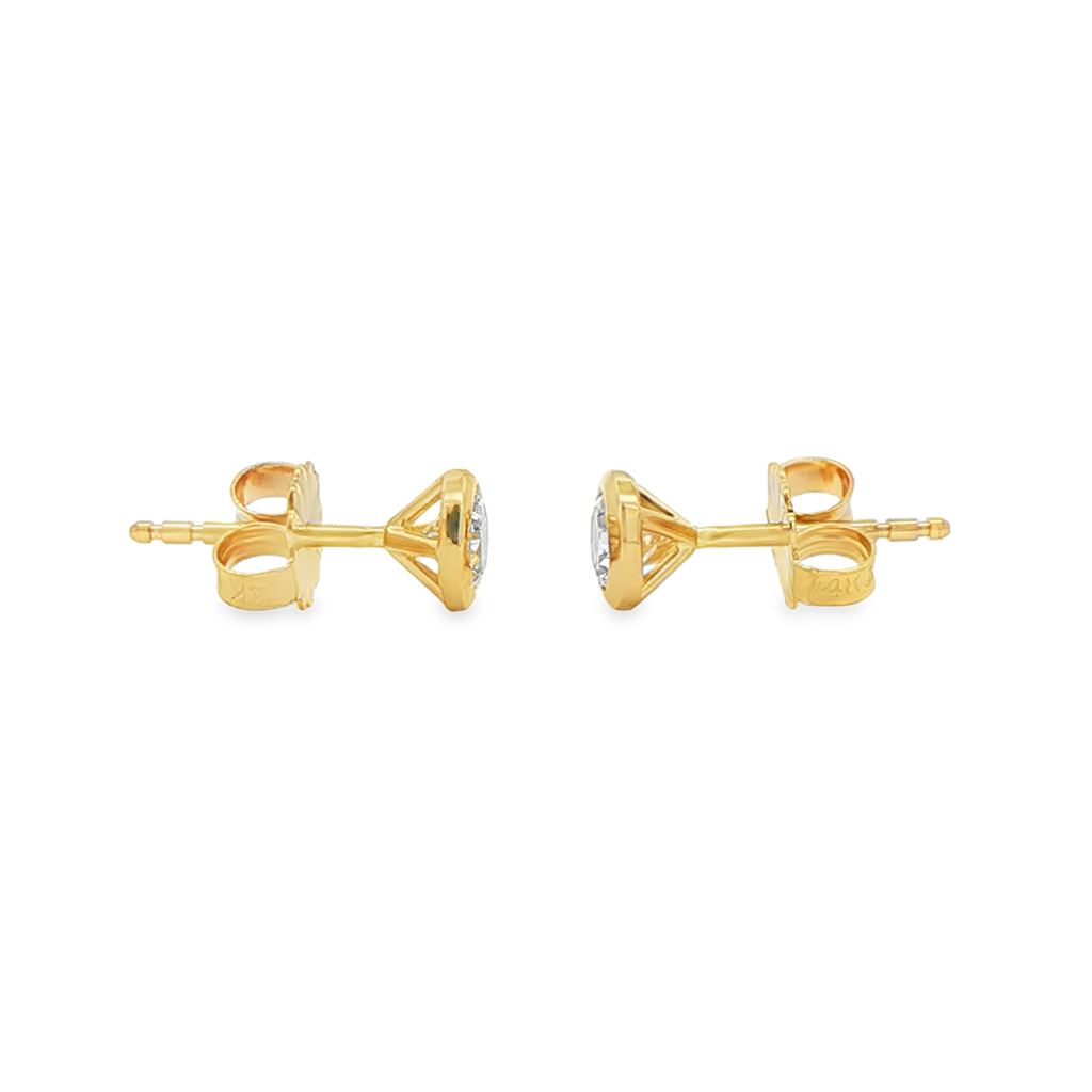 14K Yellow Gold Lab Diamond Bezel Stud Earrings – 0.52ctw.