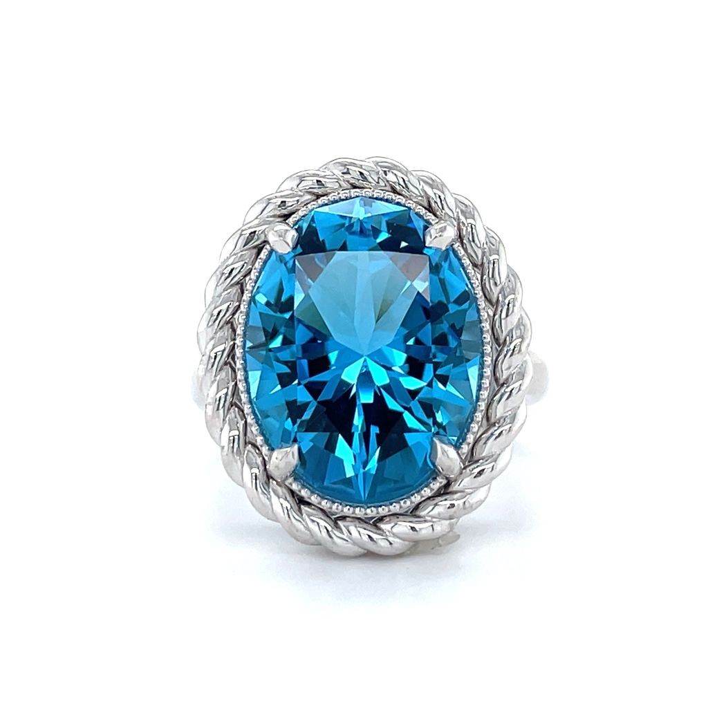 14K White Gold Topaz Ring – 11.01ct.