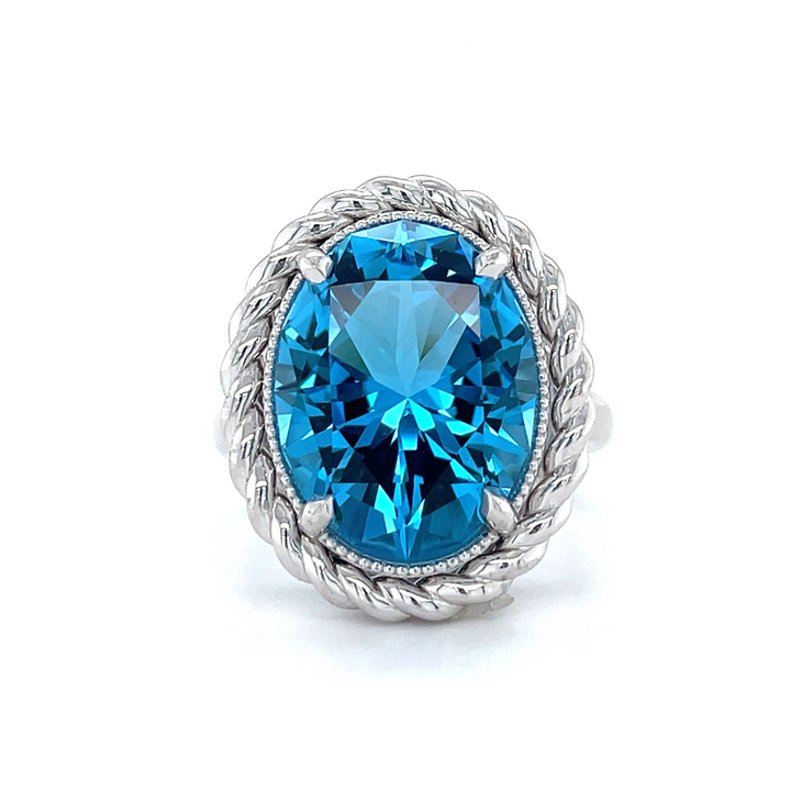 14K White Gold Topaz Ring – 11.01ct.