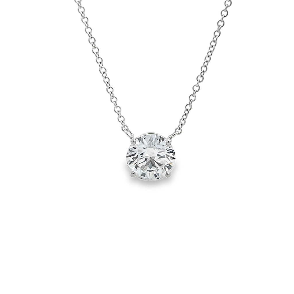 14K White Gold Lab-Grown Diamond Solitaire Pendant – 2.01ct.