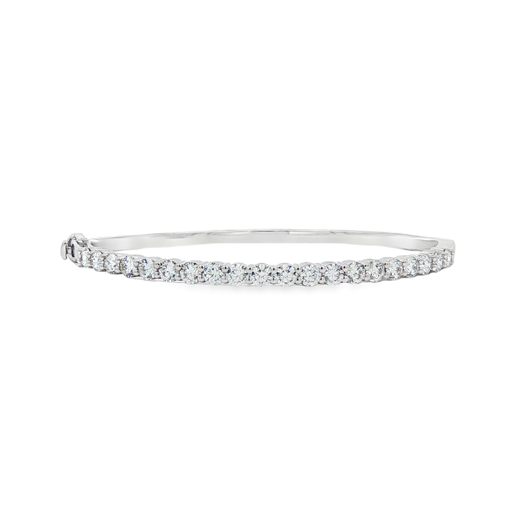 14K White Gold Lab-Grown Diamond Half Bangle Bracelet – 2.55ctw.