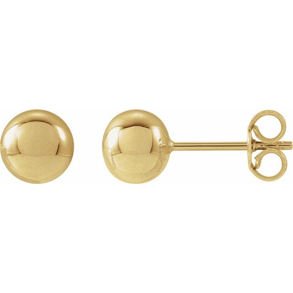 14K Yellow Gold 6mm Ball Stud Earrings – 0.7g