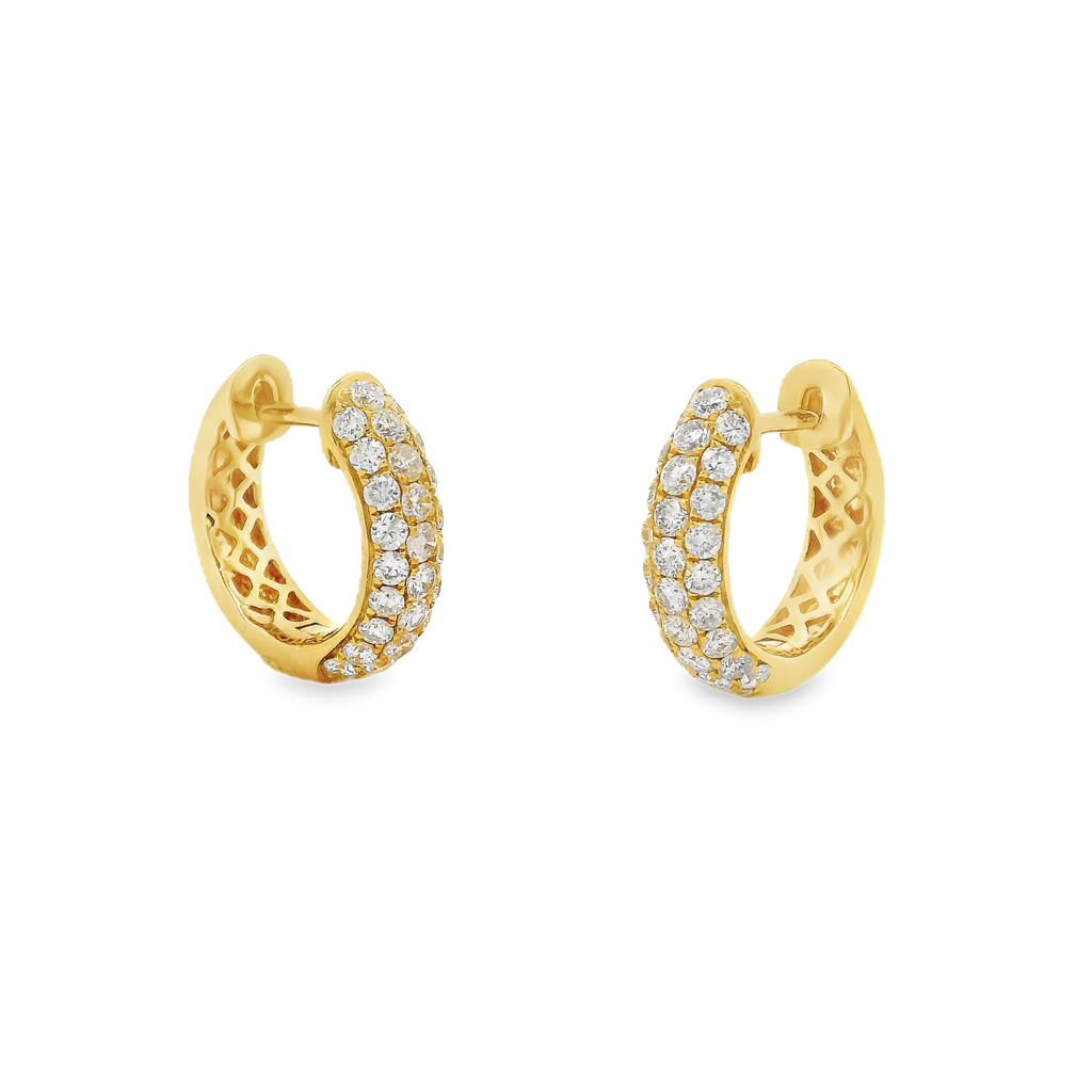 14K Yellow Gold 16x4.1mm Natural Diamond Hoop Earrings – 1.09ctw.