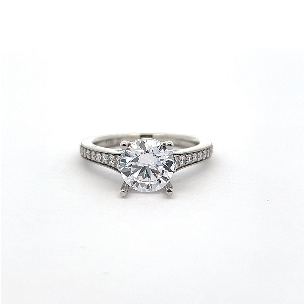 Platinum Semi-Mount Engagement Ring with Milgrain Detail – 0.31 ct Accent Diamonds