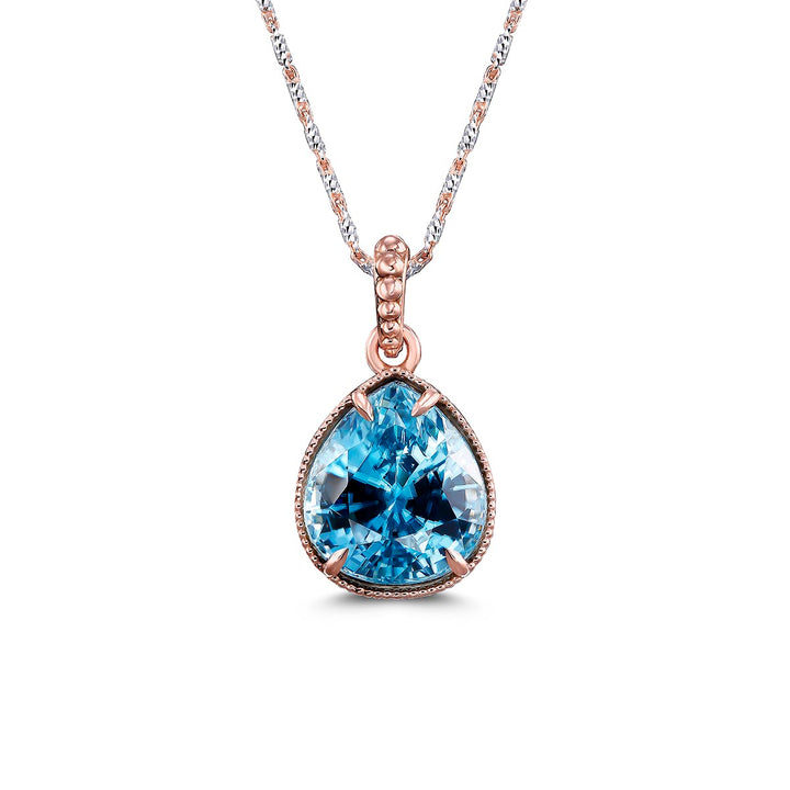 14k Rose Gold Pendant - Featuring a 10.95ctw Blue Zircon