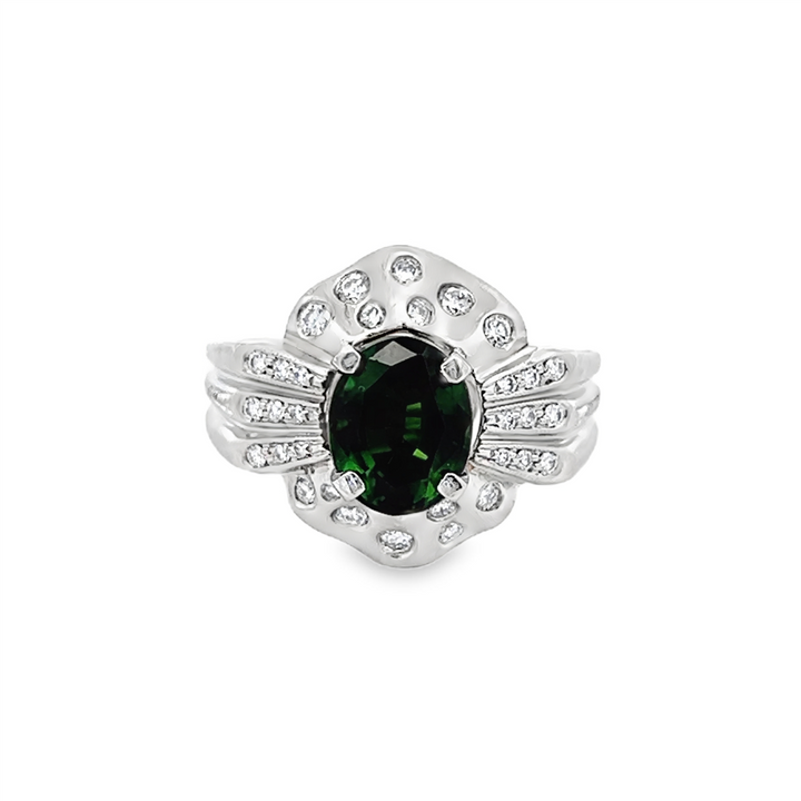 18K Yellow Gold & Platinum Ring – 2.31ct Tourmaline with Natural Diamonds