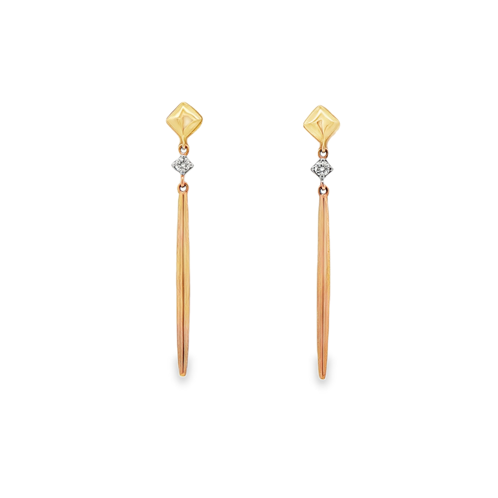 14K Yellow Gold Natural Diamond Drop Earrings – 0.06ctw.