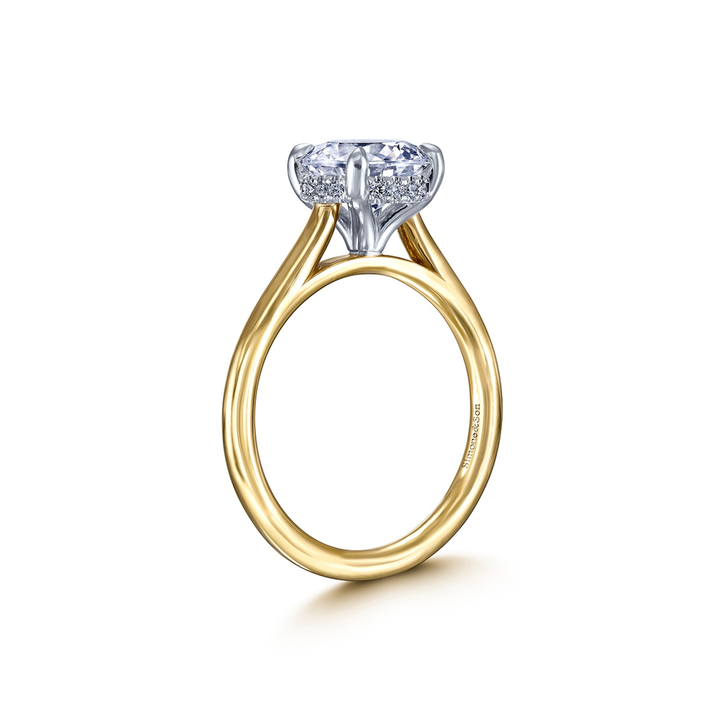 18K Yellow Gold & Platinum Semi-Mount Engagement Ring – 0.09ctw.