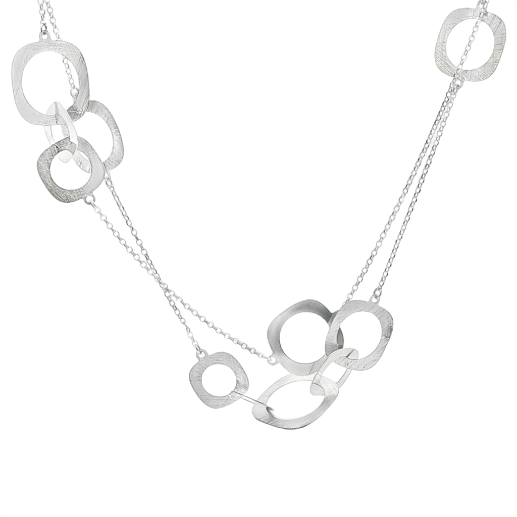 Frederic Duclos Sterling Silver Monica Square Necklace – 32", 13g