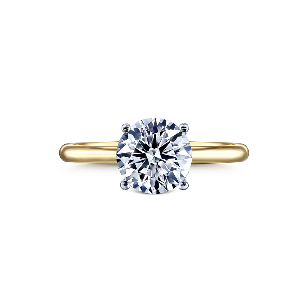 14K Yellow and White Gold Tulip Design Semi-Mount Engagement Ring