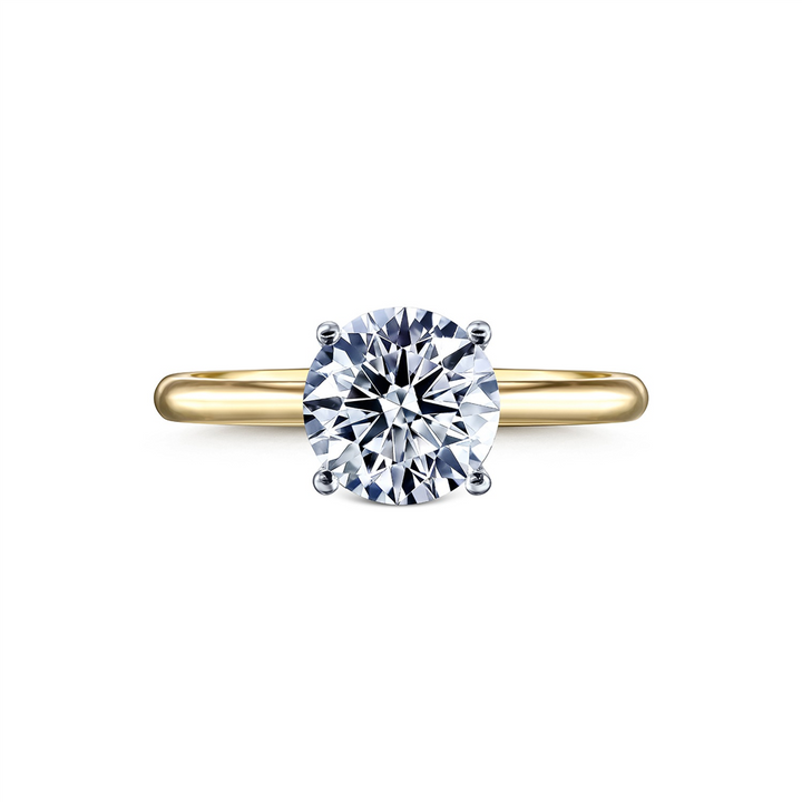 14K Yellow and White Gold Tulip Design Semi-Mount Engagement Ring