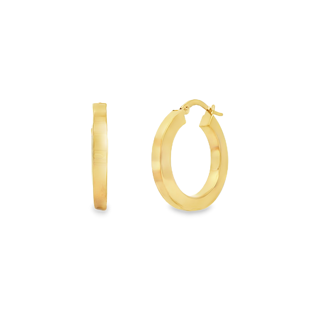 14K Yellow Gold Square Tube Hoop Earrings – 20.5mm