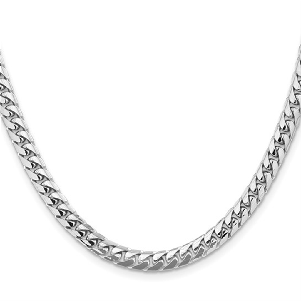 14K White Gold Polished Cuban Chain 5.5mm Wide 28"