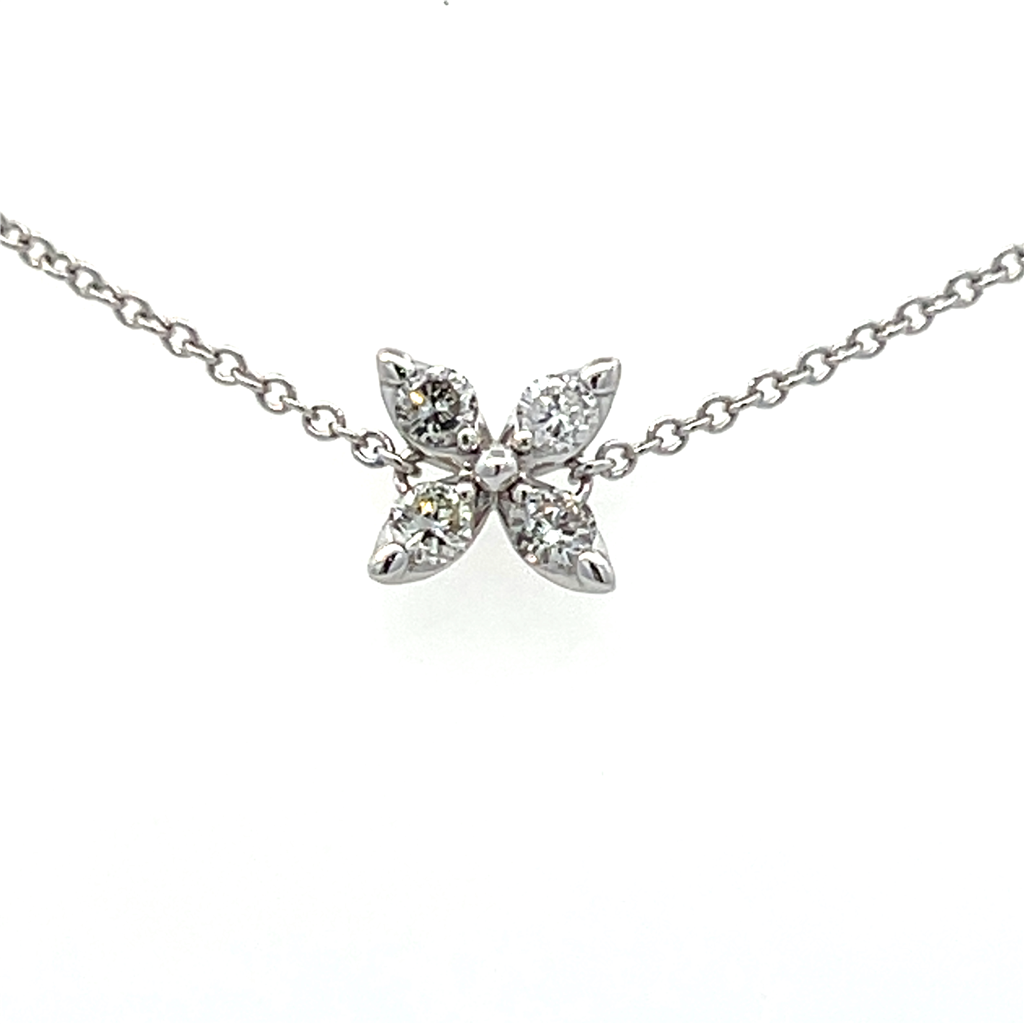 14K White Gold Single Butterfly Diamond Motif Bracelet - 0.20ctw.