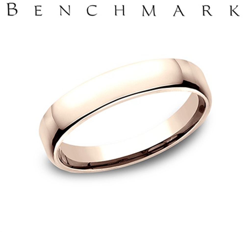 Benchmark 14K Rose Gold Men’s European Comfort Fit Wedding Band – 4.5mm