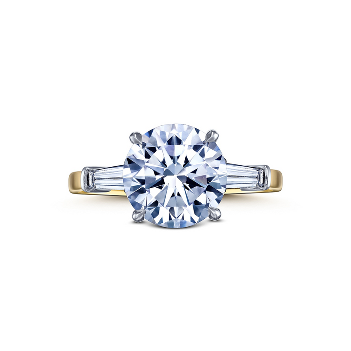 18K Yellow & White Gold Diamond 3 Stone Semi-Mount Engagement Ring - 0.40ctw.