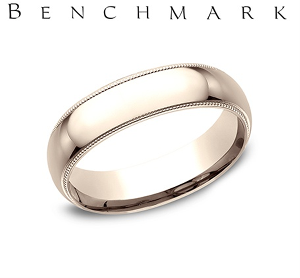 Benchmark 14K Rose Gold Men’s Coin Edge Comfort Fit Wedding Band – 5.5mm
