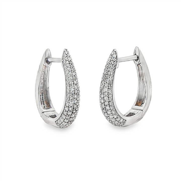 14K White Gold 17.5x3.8mm Natural Diamond Hoop Earrings – 0.50ctw.