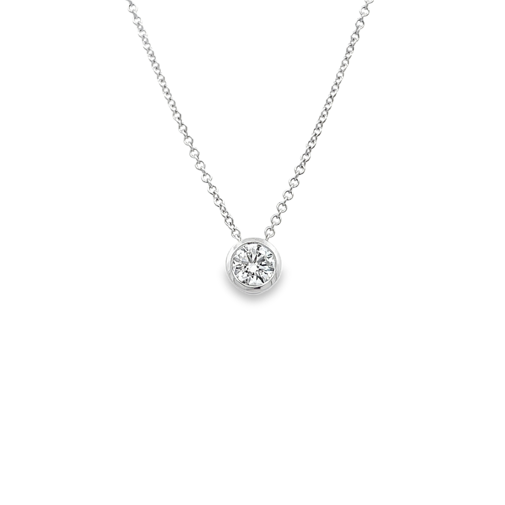 14K White Gold Lab-Grown Diamond Bezel Pendant – 0.51ct