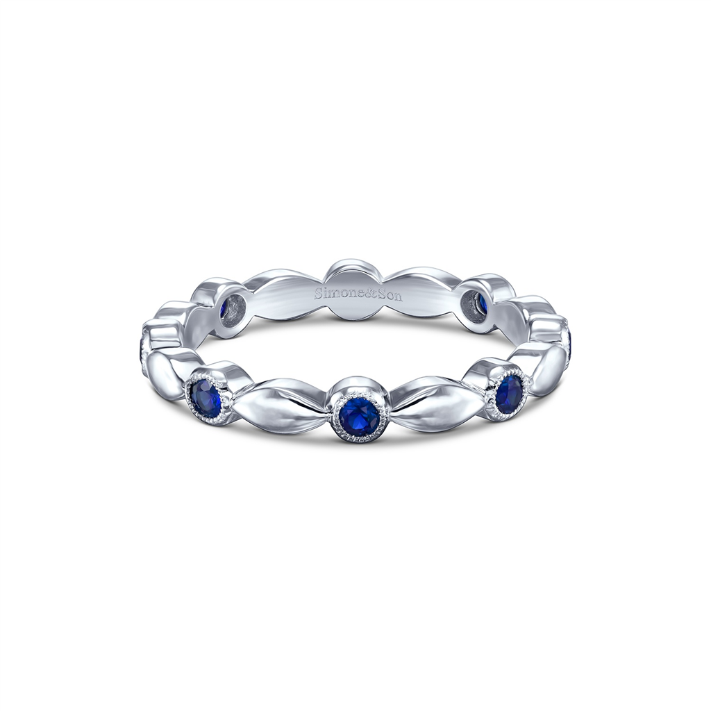 14K White Gold Sapphire Motif Wedding Band - 0.30ctw.