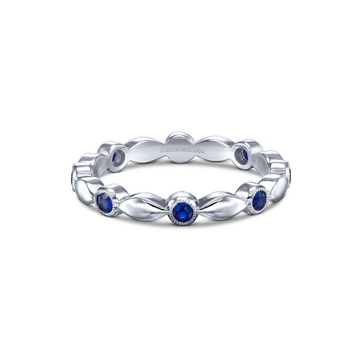 14K White Gold Sapphire Motif Wedding Band - 0.30ctw.