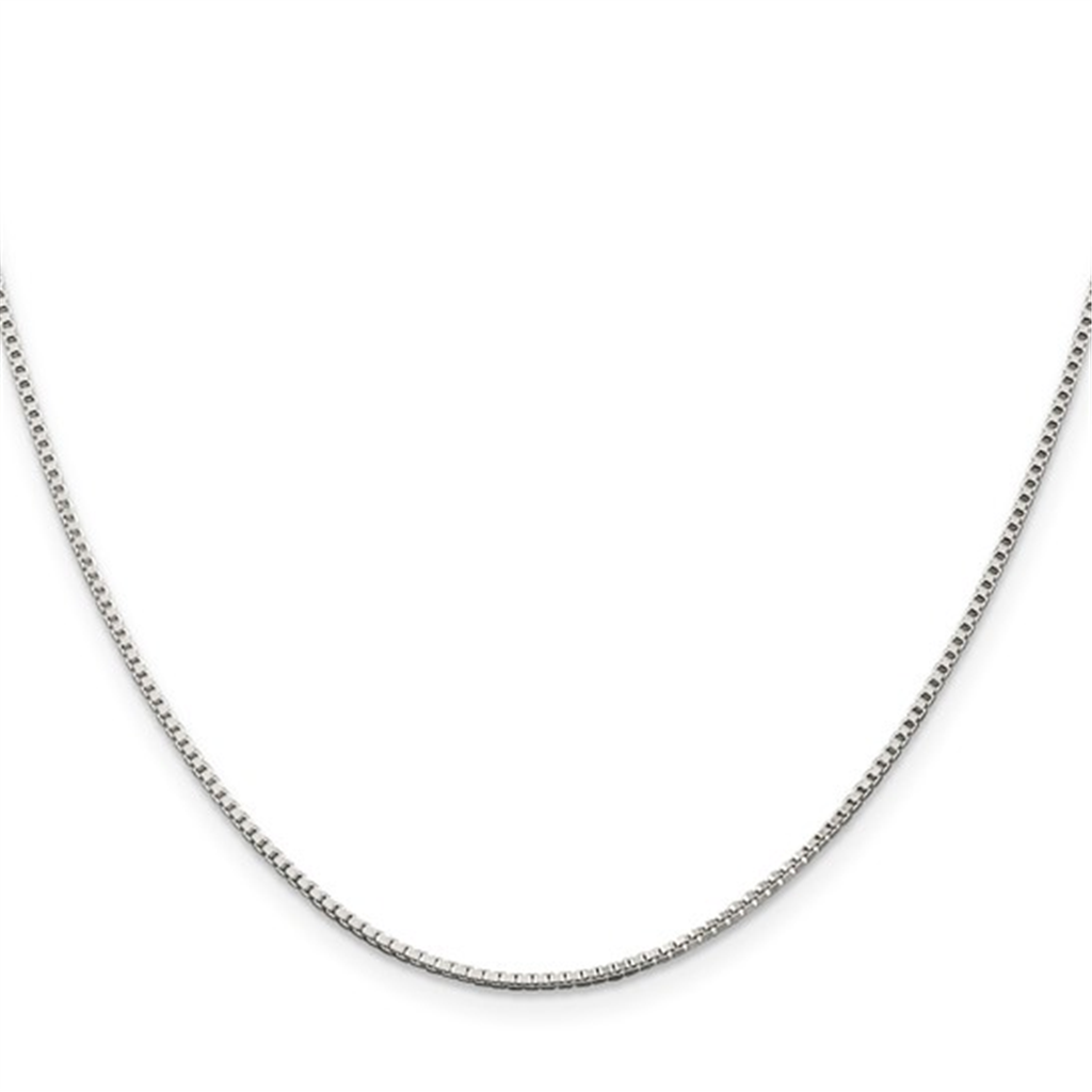 Sterling Silver Rhodium-Plated Polished Box Chain 1.25mm Wide 16"