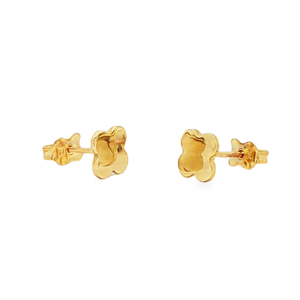 14K Yellow Gold Polished Flower Stud Earrings – 1.35g