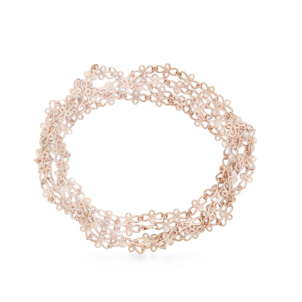 14K Rose Gold Hand-Assembled Necklace – 54"
