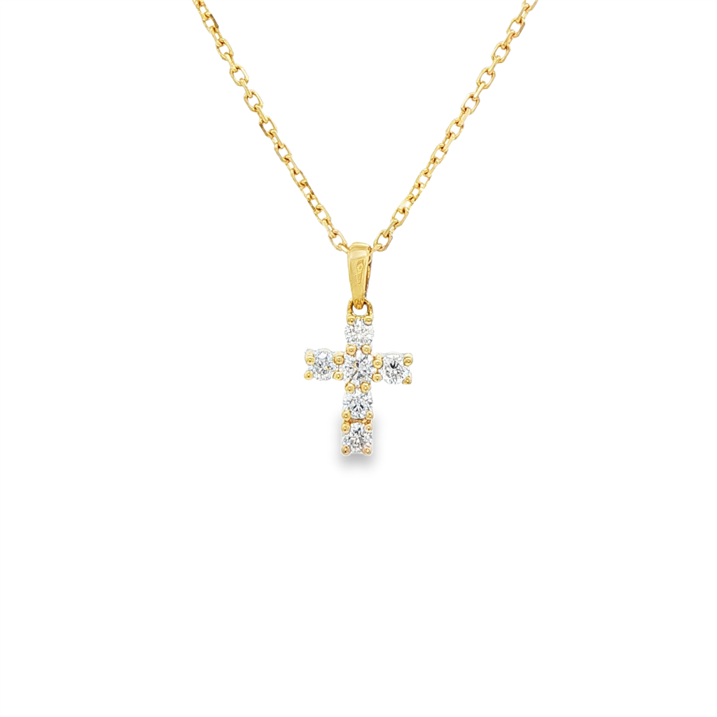 14K Yellow Gold Natural Diamond Cross Pendant – 0.26ctw.