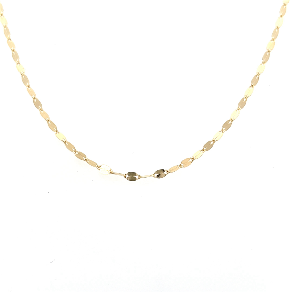 14K Yellow Gold Polished Flat Chain 2mm Wide 18"