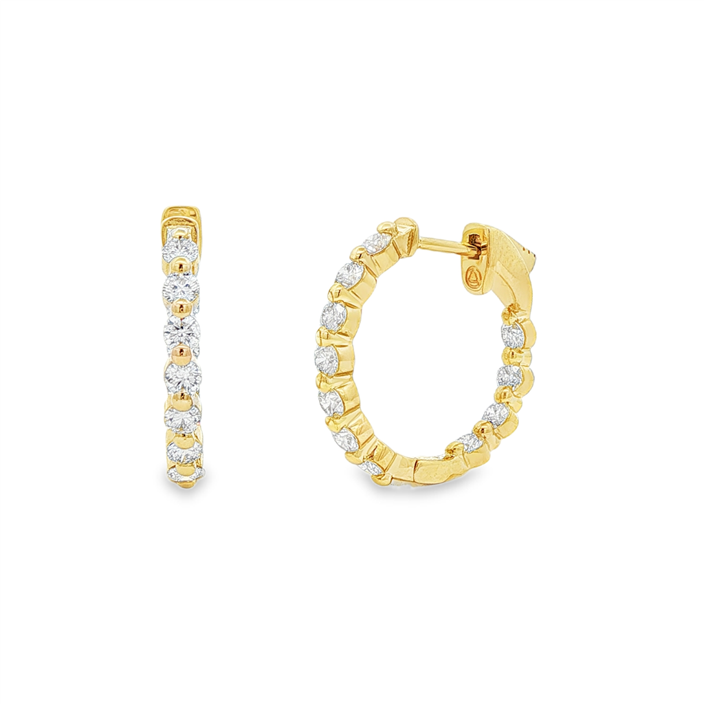 14K Yellow Gold Inside-Out Lab Diamond Hoop Earrings – 1.23ctw.