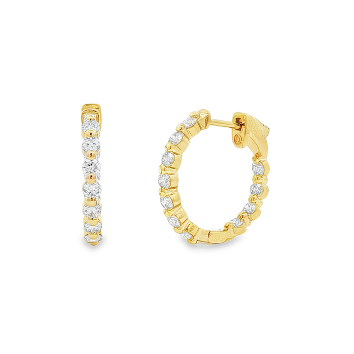14K Yellow Gold Inside-Out Lab Diamond Hoop Earrings – 1.23ctw.