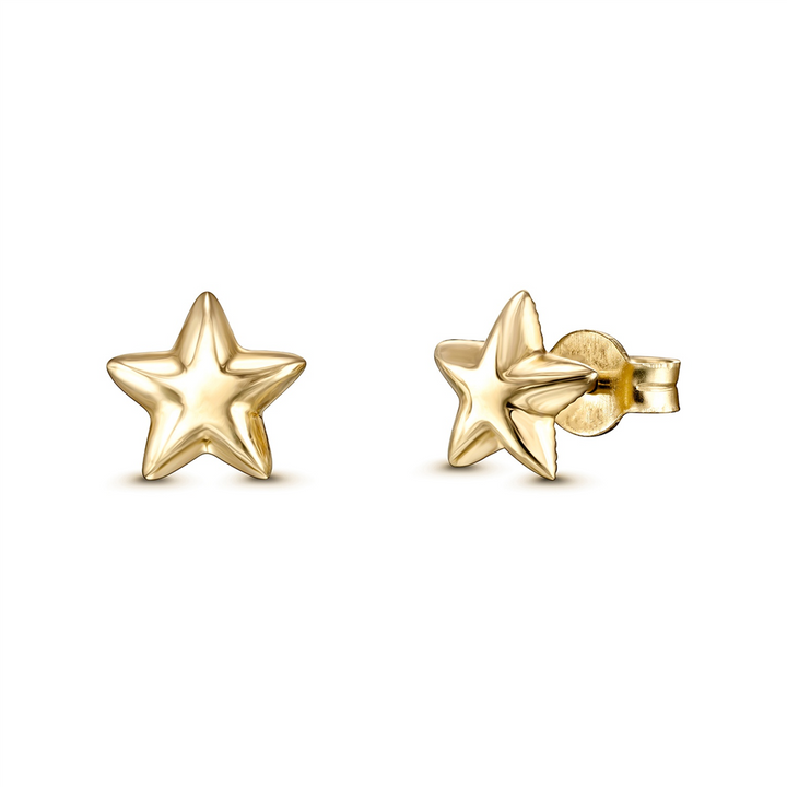 14K Yellow Gold Star Stud Earrings – 1.2g