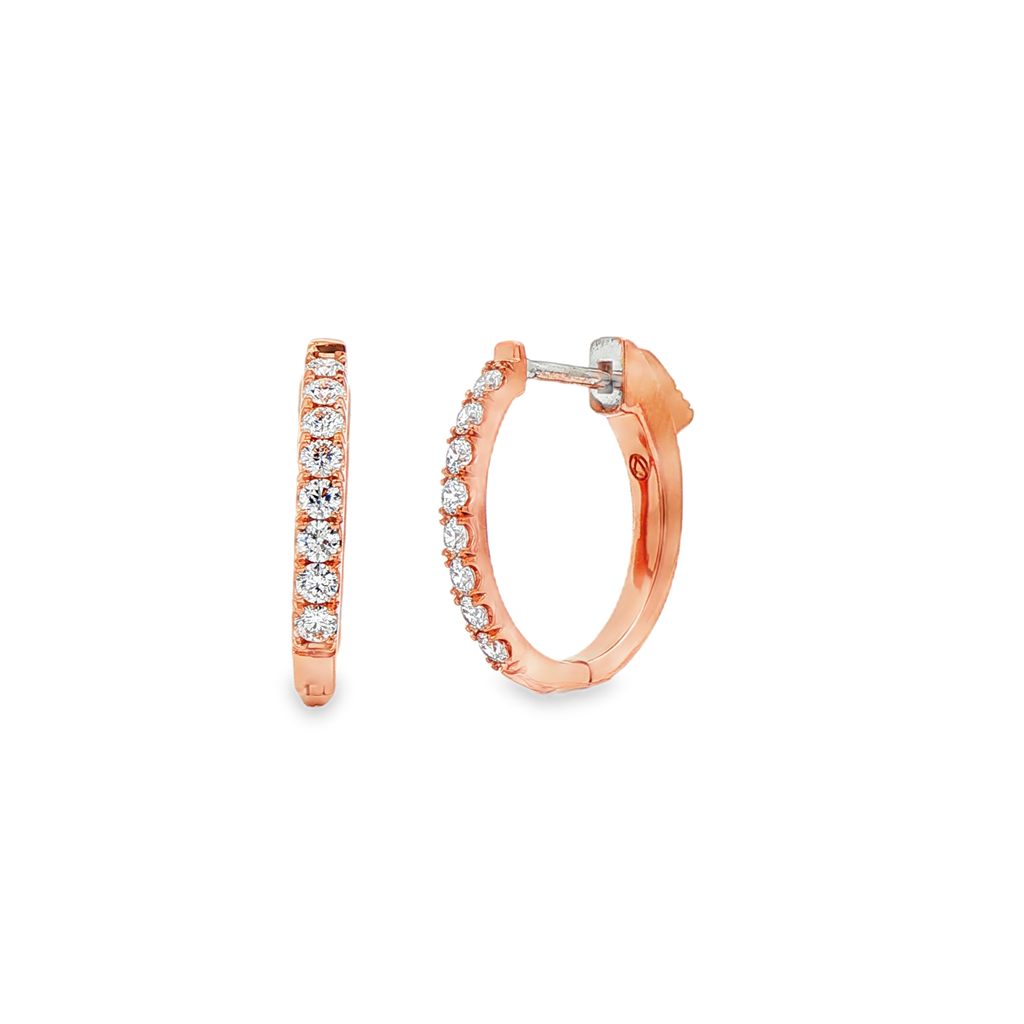 14K Rose Gold Natural Diamond 18.5mm Oval Hoop Earrings – 0.48ctw