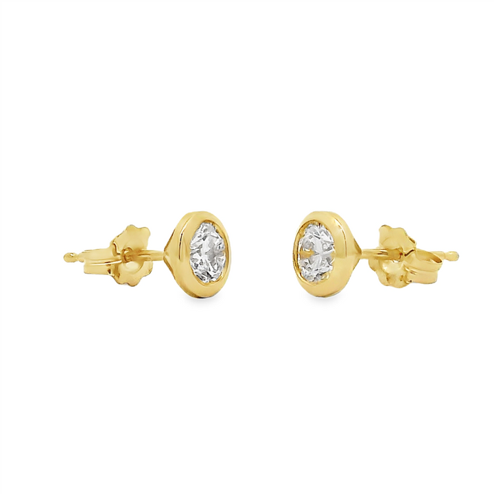 14K Yellow Gold Bezel Set Lab Grown Diamond Earrings – 0.70ctw.