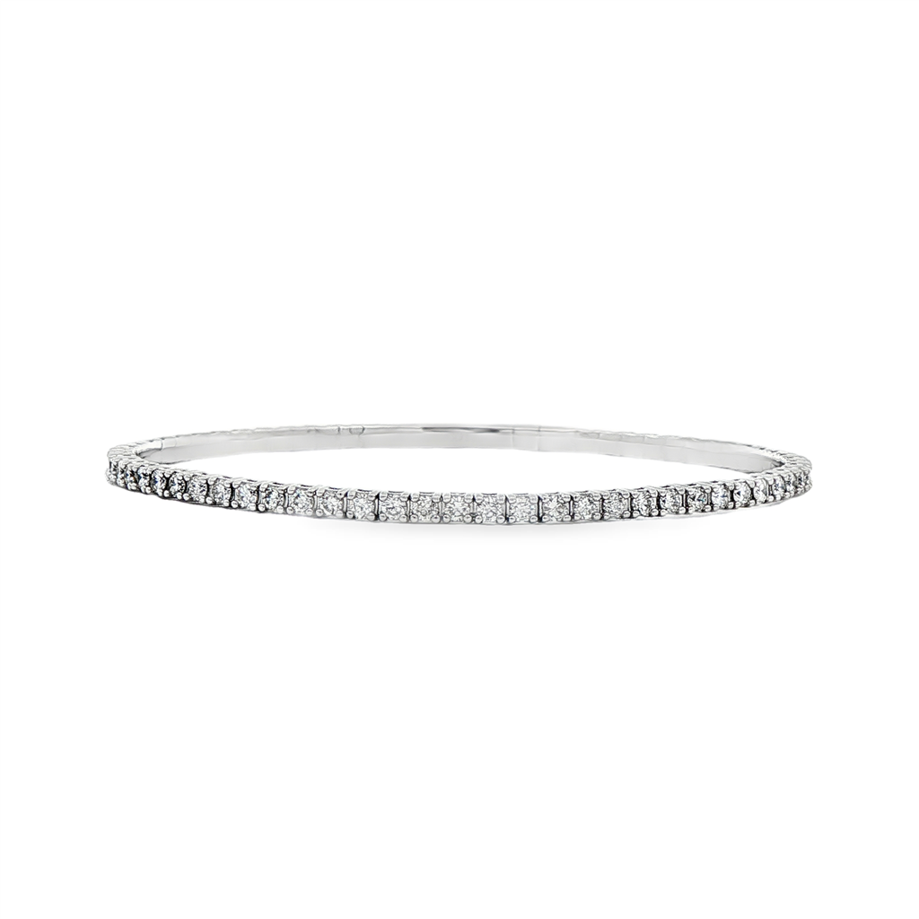 14K White Gold Natural Diamond Flexi Bangle – 2.00ctw.