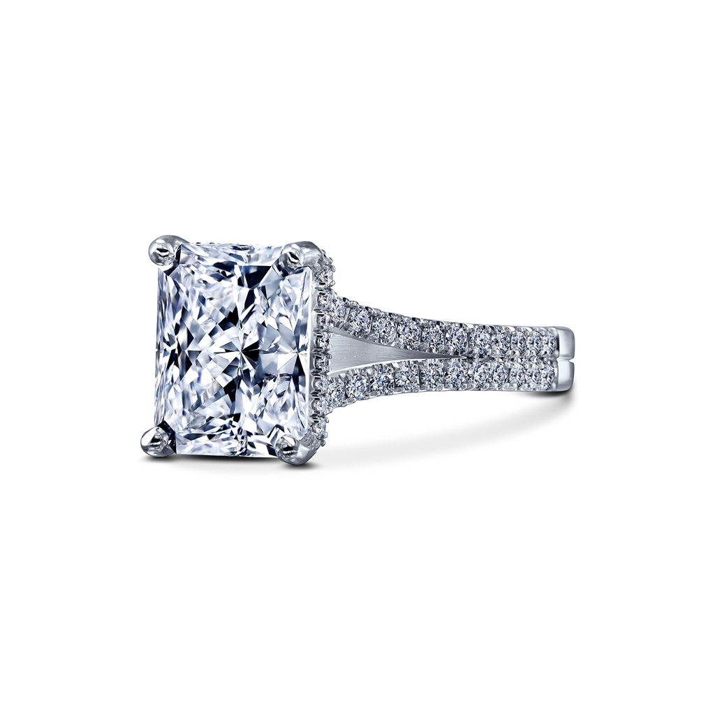 18K White Gold Double Shank Semi-Mount Engagement Ring 0.40ctw.