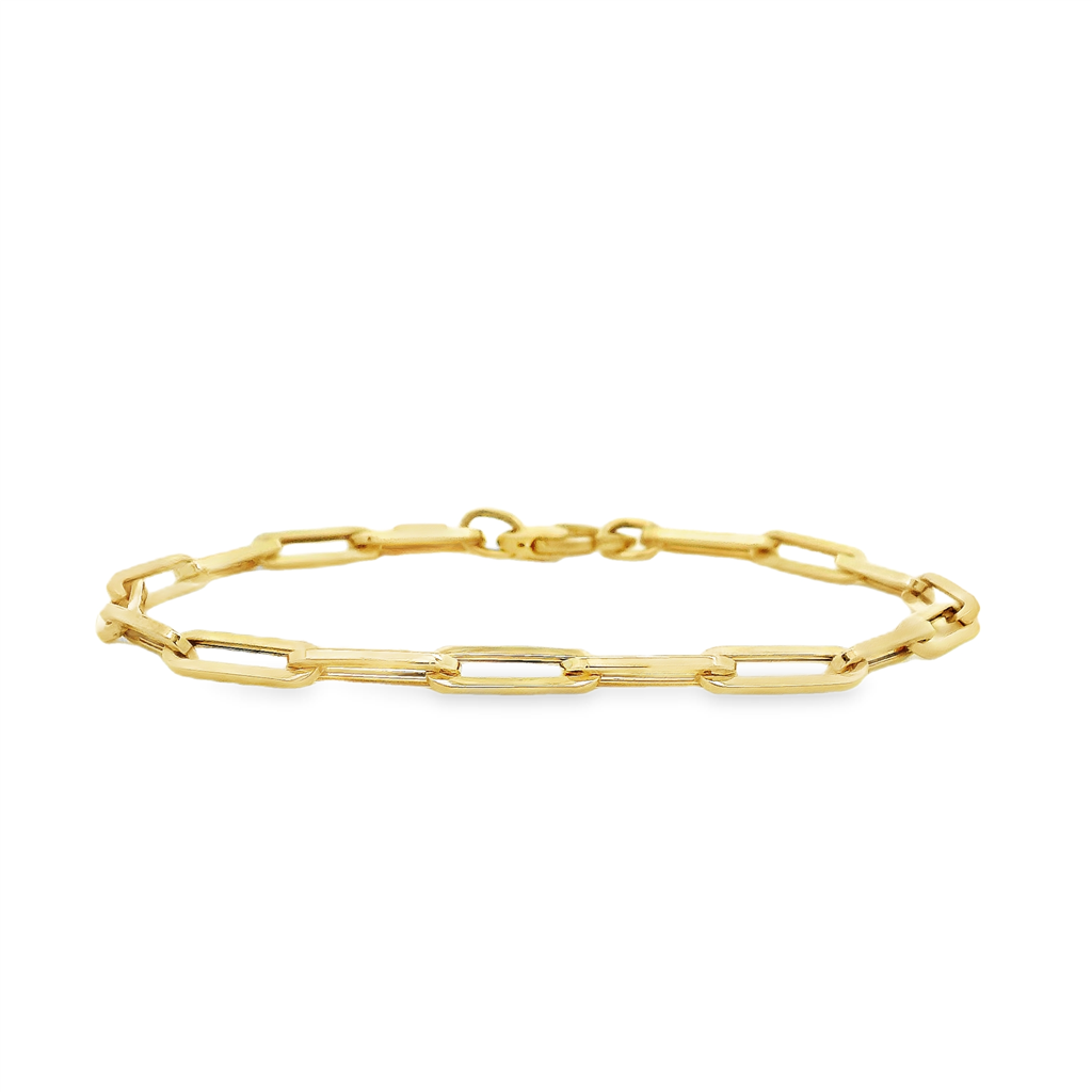 14K Yellow Gold Polished Paperclip Bracelet 3.7mm Wide 7"