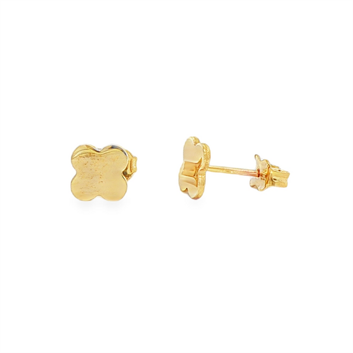 14K Yellow Gold Polished Flower Stud Earrings – 1.35g