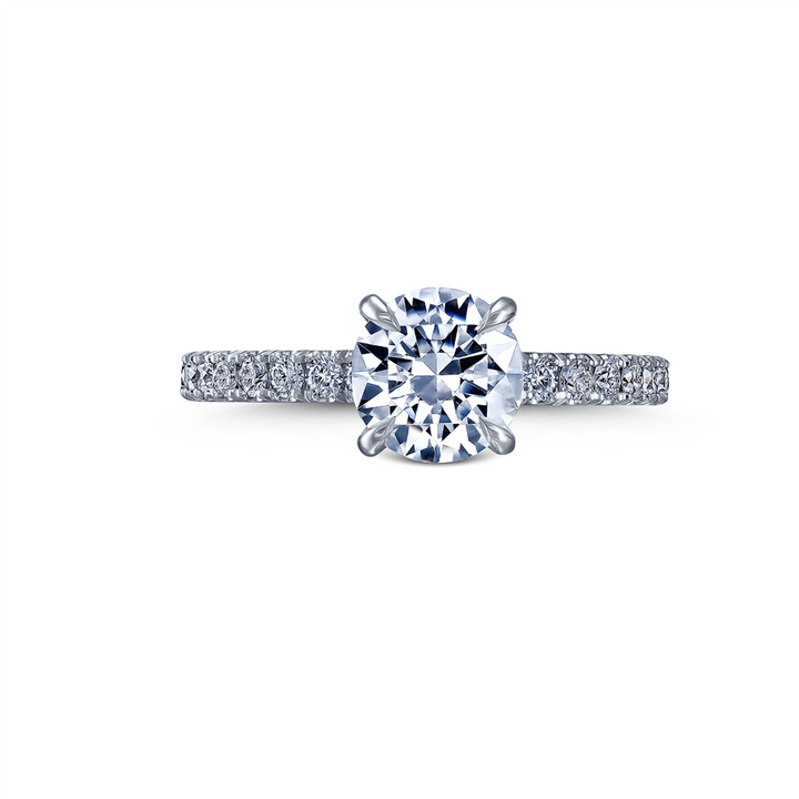 18K White Gold Round Diamond Semi-Mount Engagement Ring - 0.52ctw.