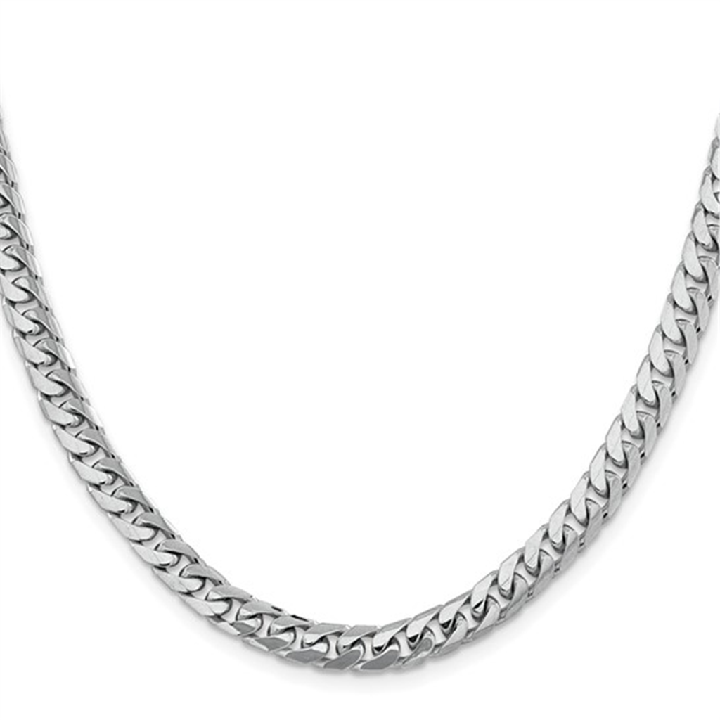 14K White Gold Polished Cuban Chain 6.25mm Wide 24"