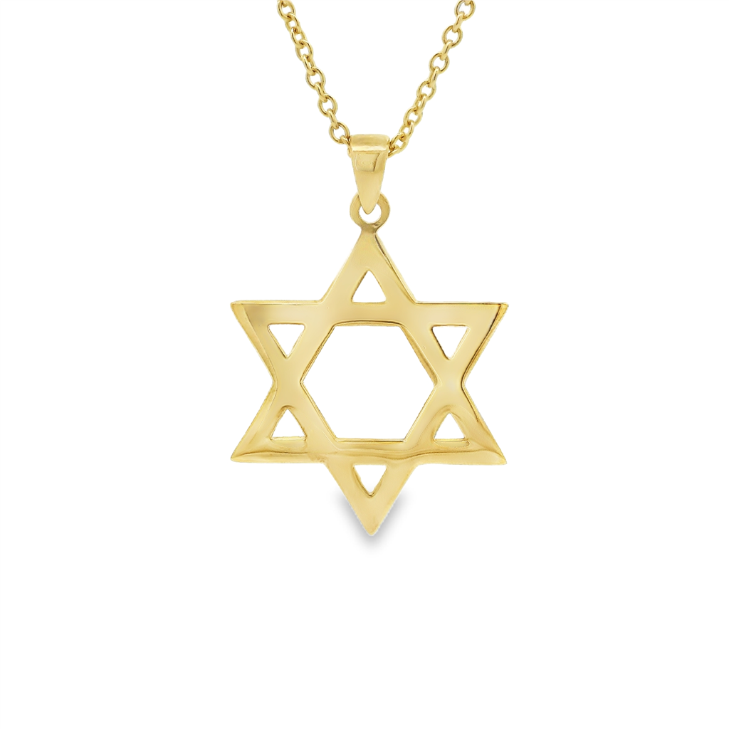 14K Yellow Gold Medium Star of David Pendant - 2.20g